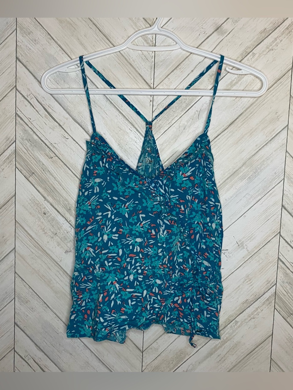 Aeropostale Teal Floral Strappy Camisole